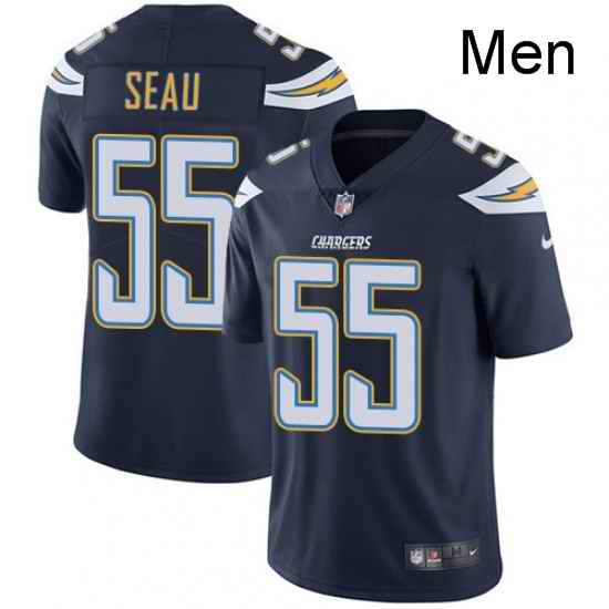 Men Nike Los Angeles Chargers 55 Junior Seau Navy Blue Team Color Vapor Untouchable Limited Player NFL Jersey